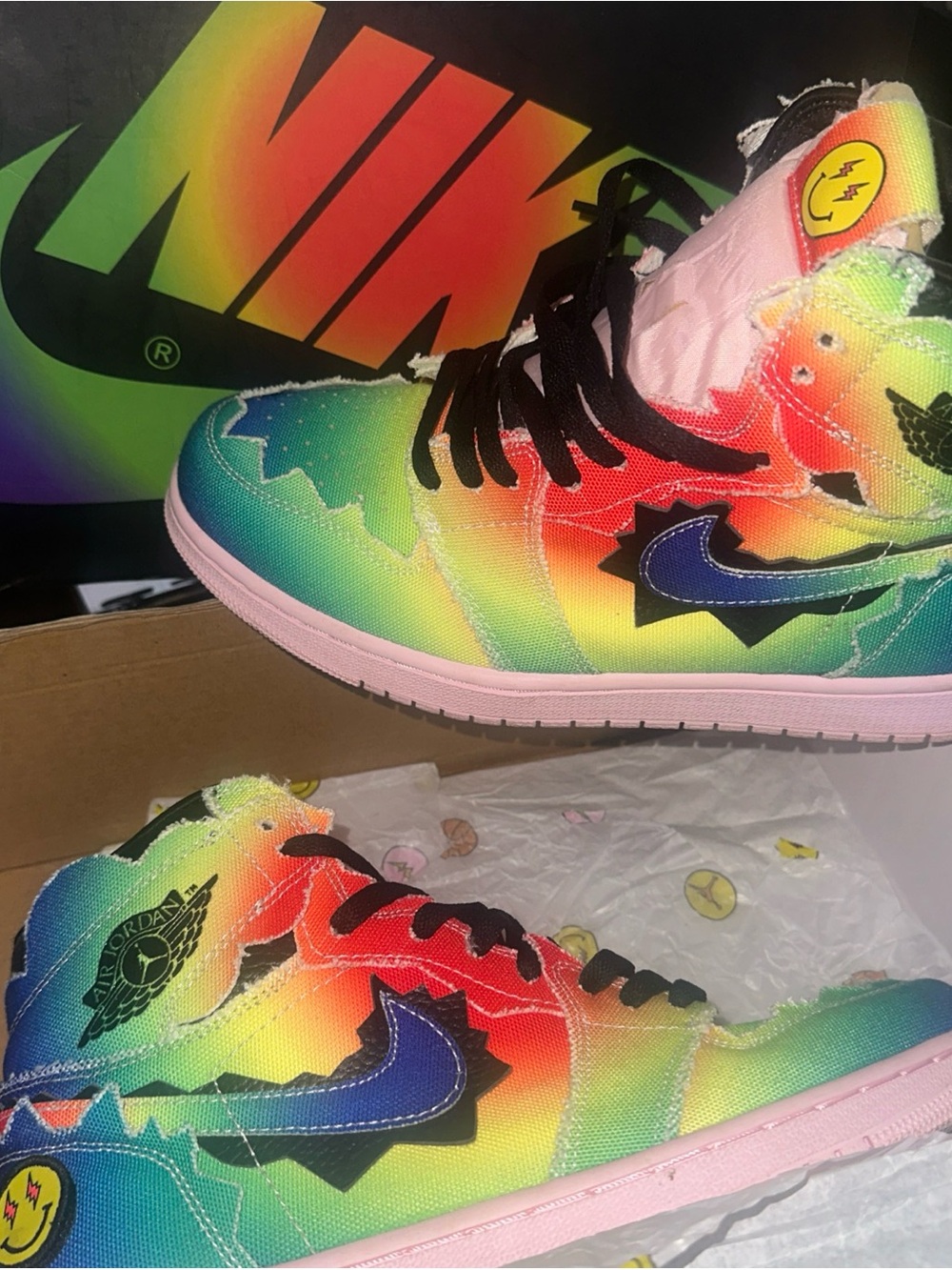 Us mens 10 Air Jordan 1 J Balvin Athletic Shoes Rainbow - Picture 3 of 10